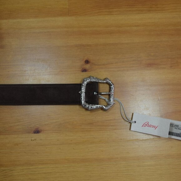 $1100 Brioni Men's Dark Brown Suede Belt Genuine Leather Handmade Italy 120 48 - Picture 10 of 16